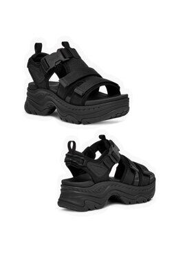 Teva Hurricane Ampsole Gaila Sandals Black Mesh Chunky Strappy Platforms Size 9